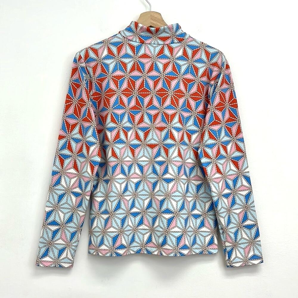 J. McLaughlin Bedford Catalina Cloth Pinwheel Print Quarter Zip Top - Large - Picture 2 of 10